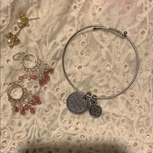 Wire bracelet  & 2 tiny prs of earrings